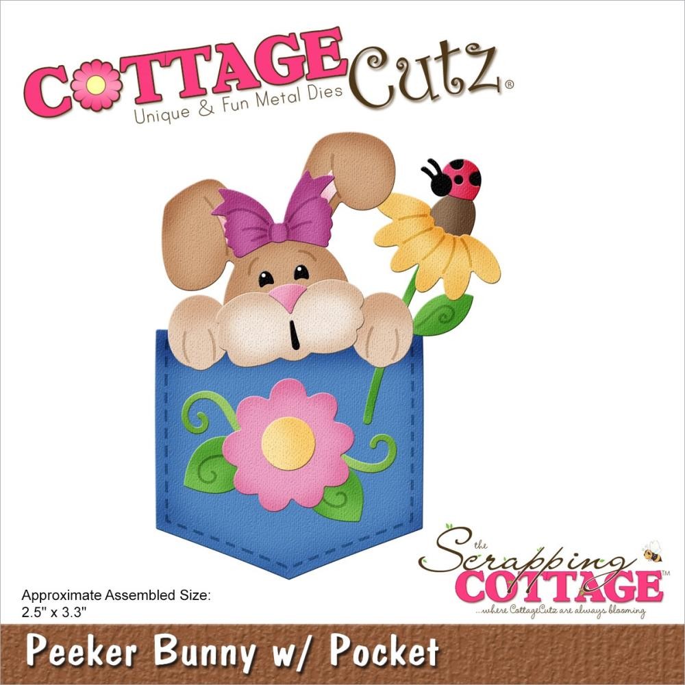 Peeker Bunny w/ Pocket Cottage Cutz Die. Card Making. Scrapbooking