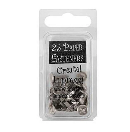 Metal Paper Fasteners Brads Screw Head Pewter 10mm 25 pack Creative Impressions