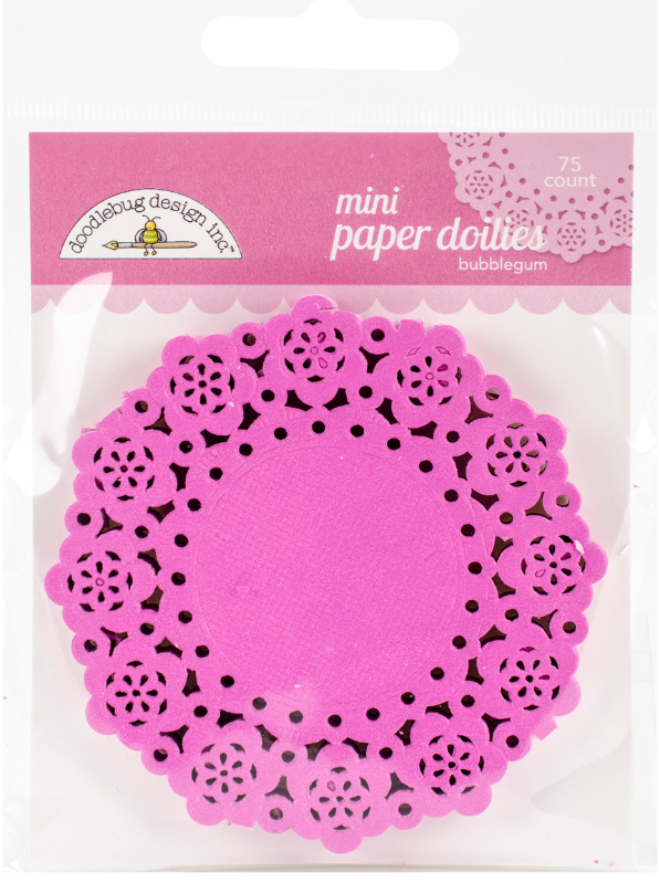 Mini Paper Doilies Doodlebug 75 Pack 3" Bubblegum
