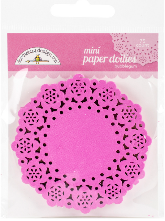 Mini Paper Doilies Doodlebug 75 Pack 3" Bubblegum