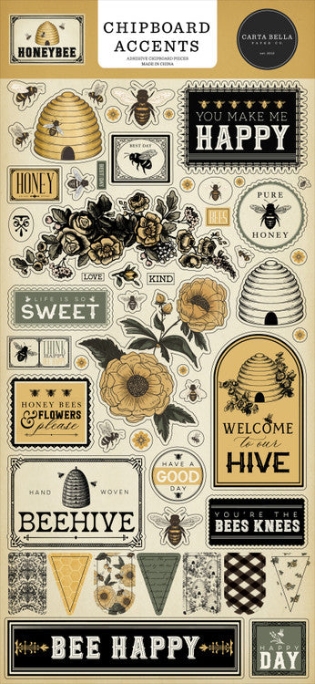 Honey Bee Chipboard Accents 6X13" Carta Bella