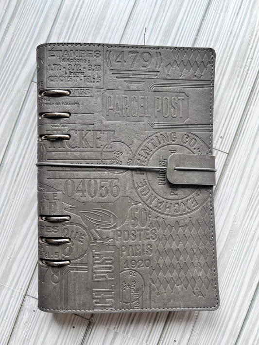 Taupe Planner Essentials 6 Ring Notebook A5 Slim Debossed Planner Elizabeth Craft