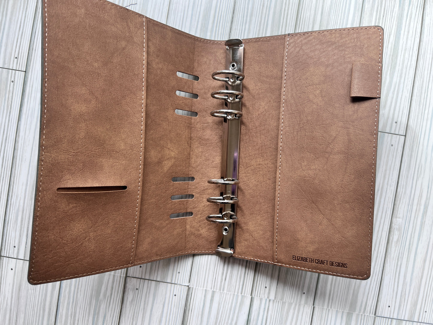Taupe Planner Essentials 6 Ring Notebook A5 Slim Debossed Planner Elizabeth Craft