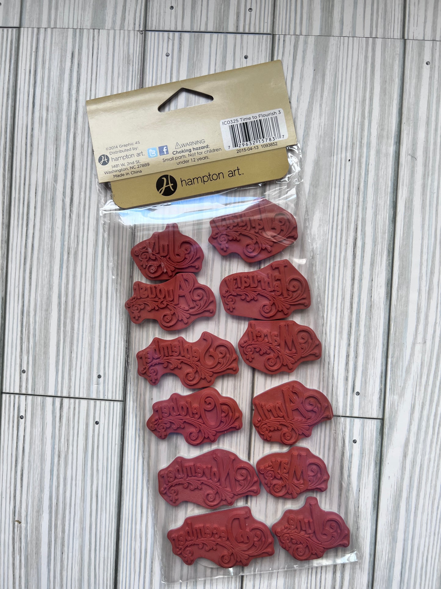 Monthly Stamps. Red Rubber.  Never Used. Hampton Arts. Graphic 45