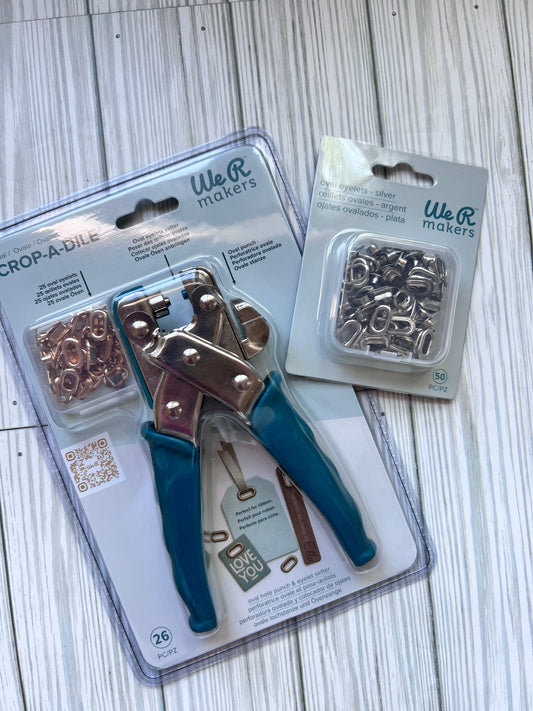 Oval Eyelet Setter with FREE Pack of Silver Oval Eyelets. We R Makers