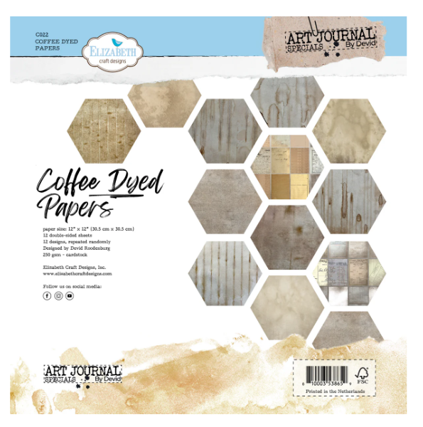 Coffee Dyed Papers 12X12 Double Sided. Card Stock  Elizabeth Craft.