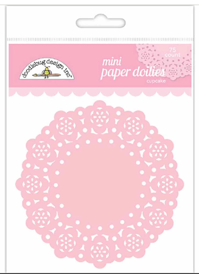 Mini Paper Doilies Doodlebug 75 Pack 3" Cupcake Pink