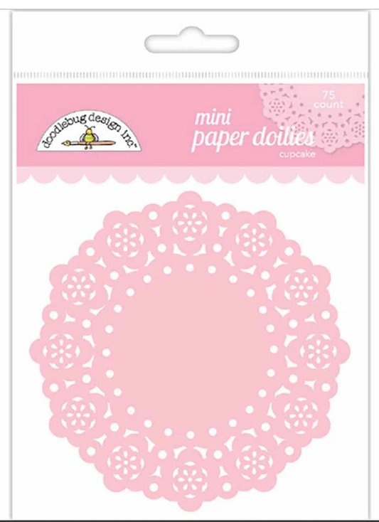 Mini Paper Doilies Doodlebug 75 Pack 3" Cupcake Pink