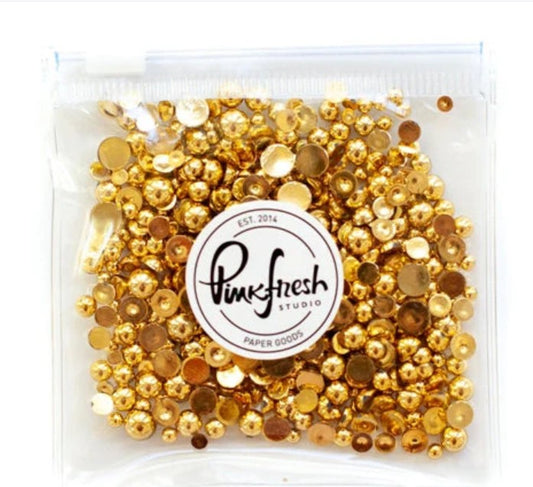 Metallic Pearls, Gold embellishments. Pinkfresh Studio