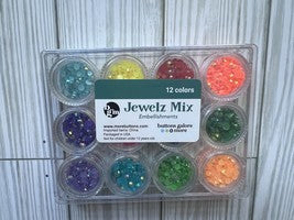 Jewelz Embellishments Flat Back Rhinestone  Bright  Mix Buttons Galore 12 Color